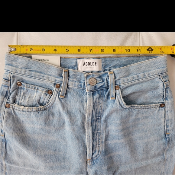 AGOLDE Riley Light Wash Distressed High Rise Straight Cropped Jeans - Picture 12 of 16